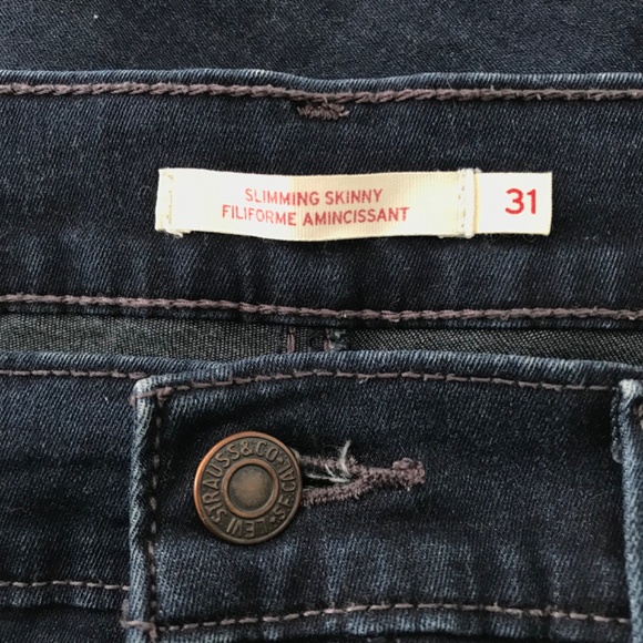 Levi Strauss & Co. Slimming Skinny Jeans Size 31 Denim Dark Navy Blue - Picture 2 of 7